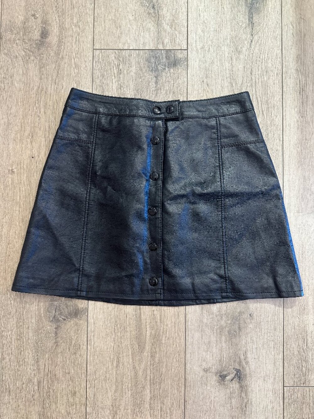 Divided Black Faux Leather Mini Skirt Size 6